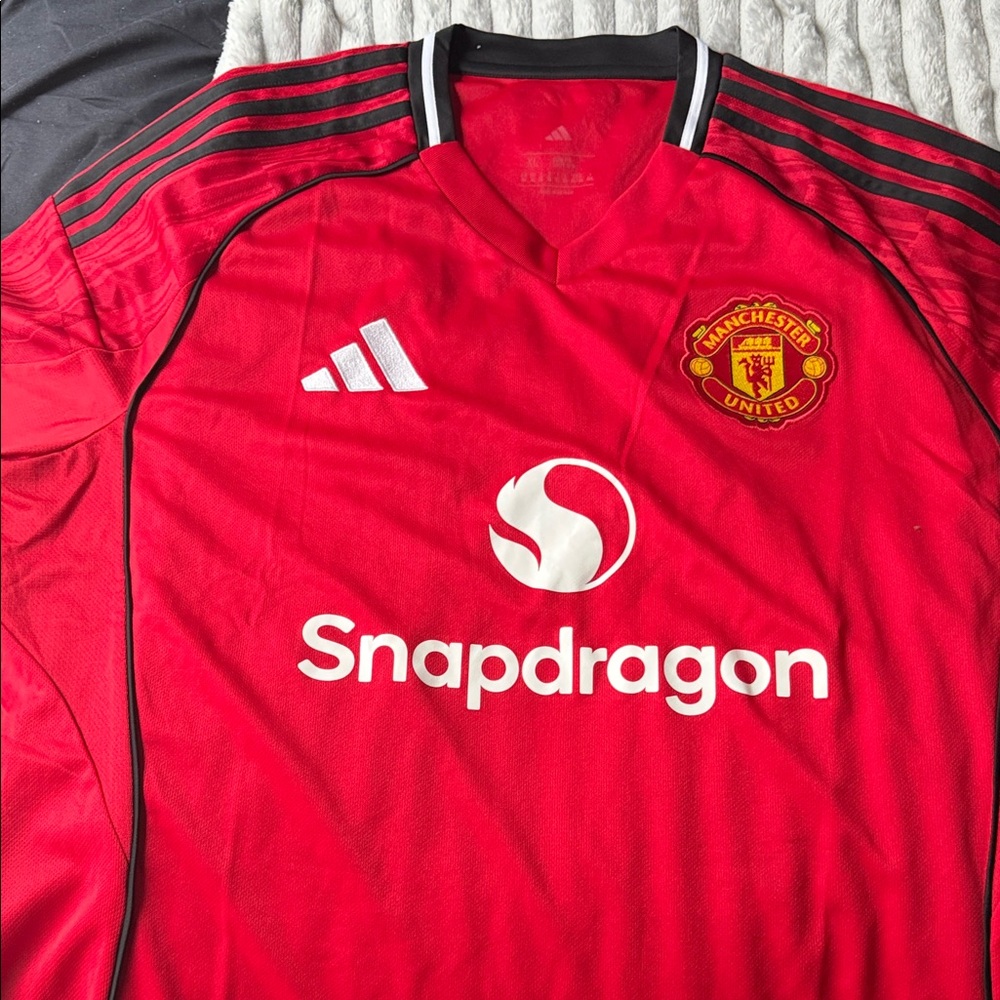 adidas Manchester United Red and Black Soccer Jersey